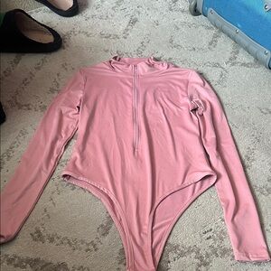 SHEIN Dusty Pink Long Sleeve Bodysuit